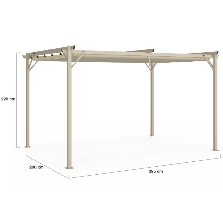 Pergola in alluminio retrattile beige 3x4m | ID Market