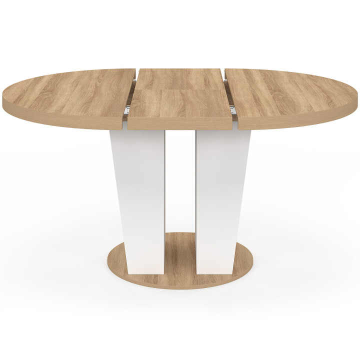 Tavolo da pranzo rotondo allungabile 4-8 persone in legno e bianco 110-150 cm - ELIAD | IdMarket