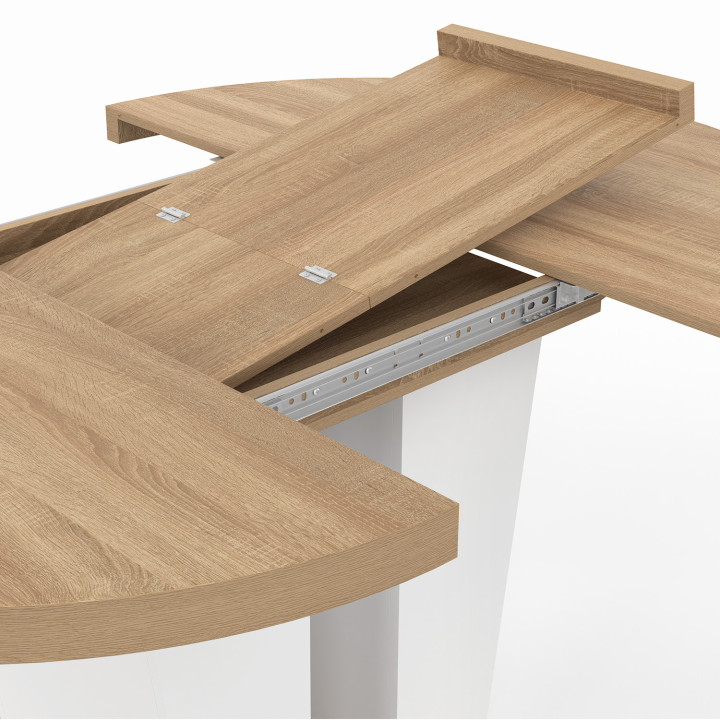 Tavolo da pranzo rotondo allungabile 4-8 persone in legno e bianco 110-150 cm - ELIAD | IdMarket