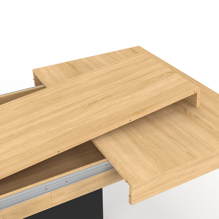 Tavolo da pranzo rettangolare allungabile 4-6 persone, legno e nero 120-160 cm - EDEN | IdMarket