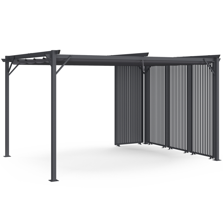 Pergola da collezione a lamelle verticali a scomparsa 3x4 M 4 sezioni modulari grigio antracite