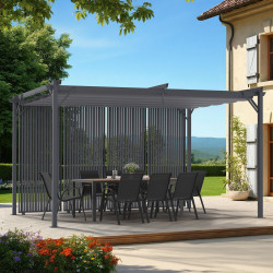 Pergola da collezione a lamelle verticali a scomparsa 3x4 M 4 sezioni modulari grigio antracite