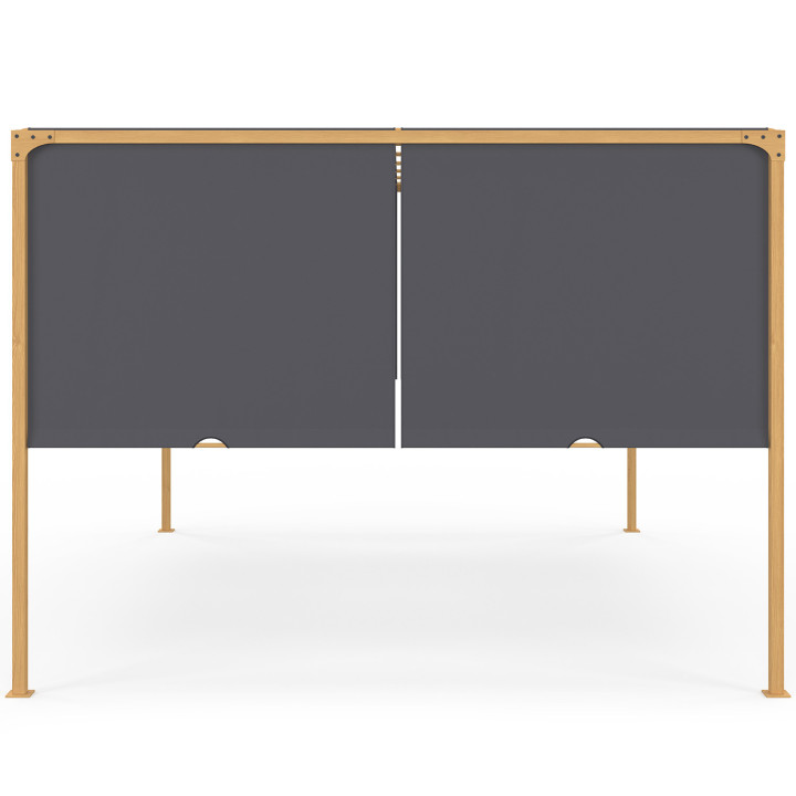 Pergola scorrevole a 2 lati 3x4 M gazebo da giardino effetto legno tessuto grigio antracite