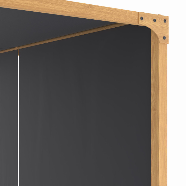 Pergola scorrevole a 2 lati 3x4 M gazebo da giardino effetto legno tessuto grigio antracite