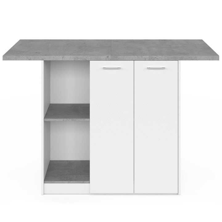 BAO 140 cm 4 persone isola centrale in legno bianco con piano di lavoro effetto cemento