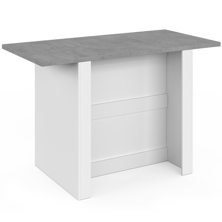 BAO 140 cm 4 persone isola centrale in legno bianco con piano di lavoro effetto cemento