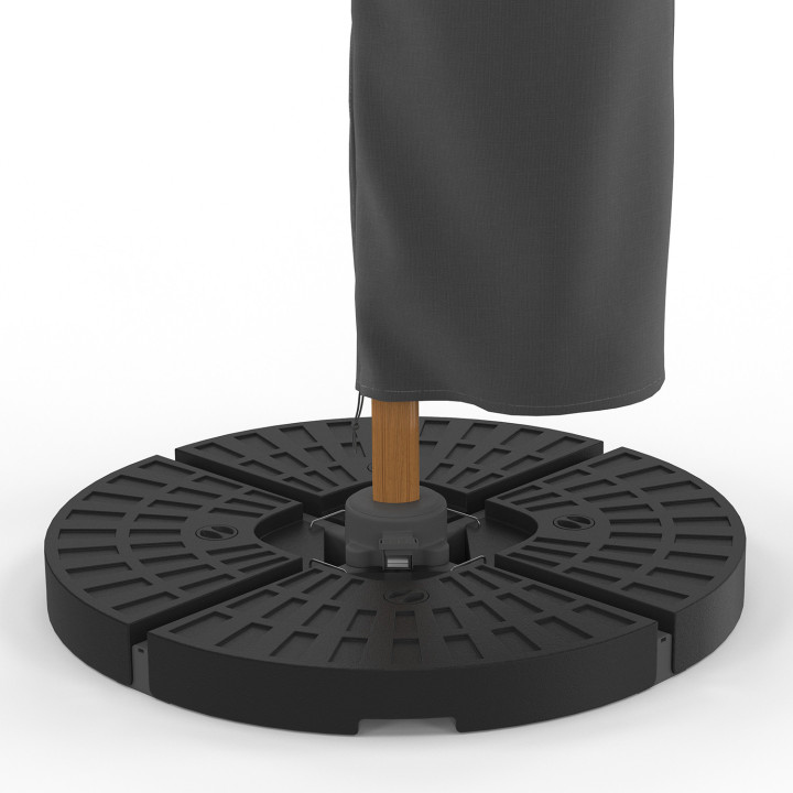 Ombrellone inclinabile a 360° effetto legno opaco con tessuto grigio 3X4M e copertura - CALVI | IdMarket