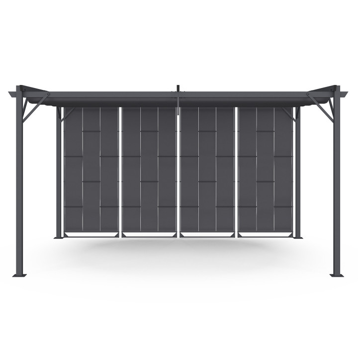 Pergola a lamelle grigio carbone con tetto retrattile e 4 sezioni modulari 3x4M | ID Market