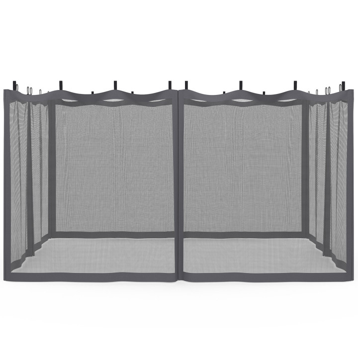 Set di 4 zanzariere per pergola bioclimatica 3x4 grigio con cerniera + ganci | IdMarket