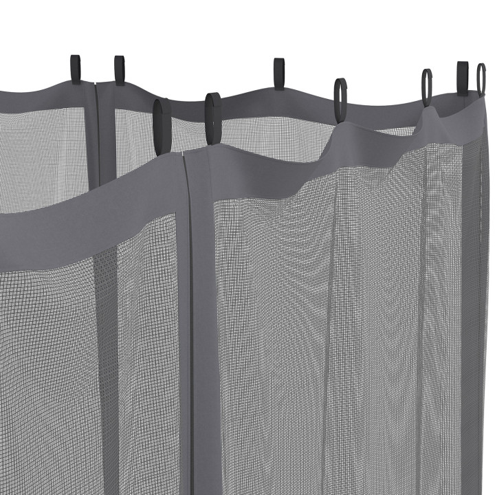 Set di 4 zanzariere per pergola bioclimatica 3x4 grigio con cerniera + ganci | IdMarket