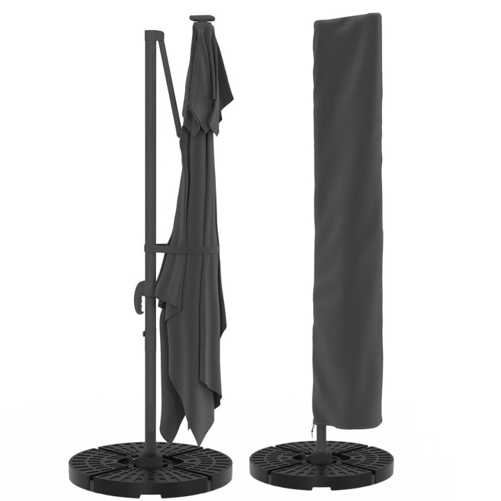 Ombrellone basculante Offset 360 LED 3x4 M grigio con 4 pannelli e copertura - CALVI | IdMarket