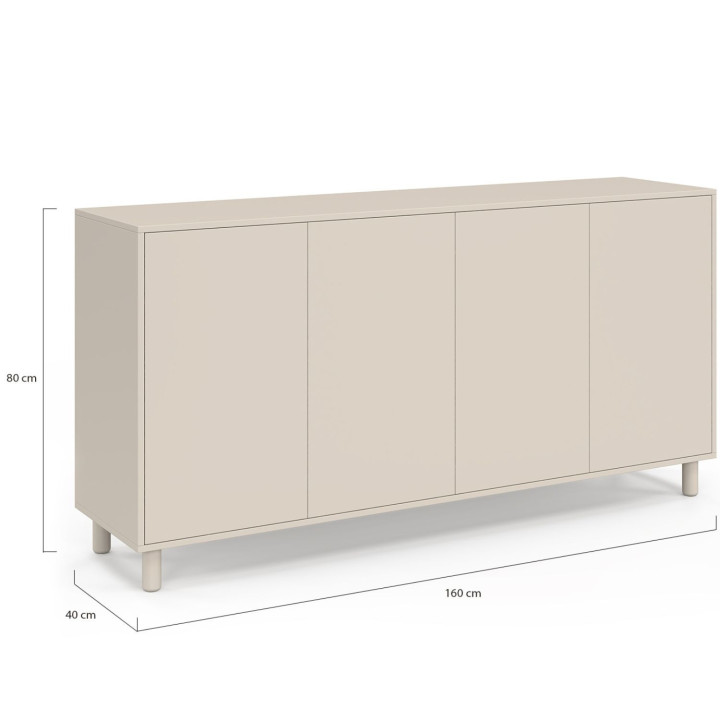 Credenza da 160 cm con 4 ante in legno beige - BERTILLE | IdMarket