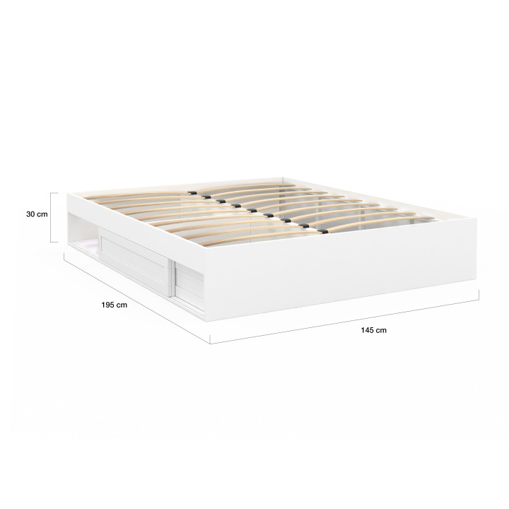 Struttura letto 140x190 cm con rete e contenitore bianco - SALEM | ID Market