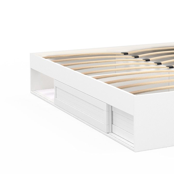 Struttura letto 140x190 cm con rete e contenitore bianco - SALEM | ID Market