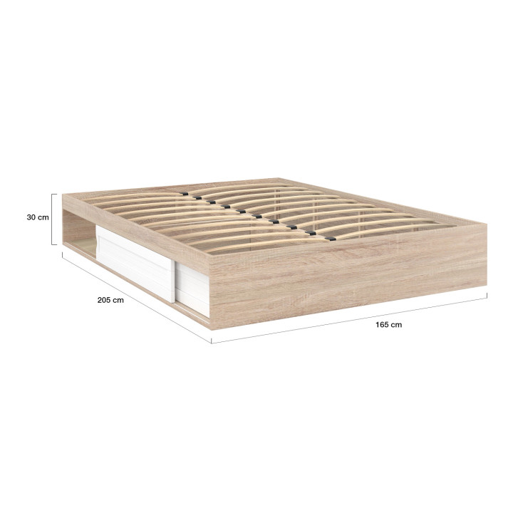 Struttura letto in legno e bianco 160x200 cm con contenitore e base - SALEM | ID Market
