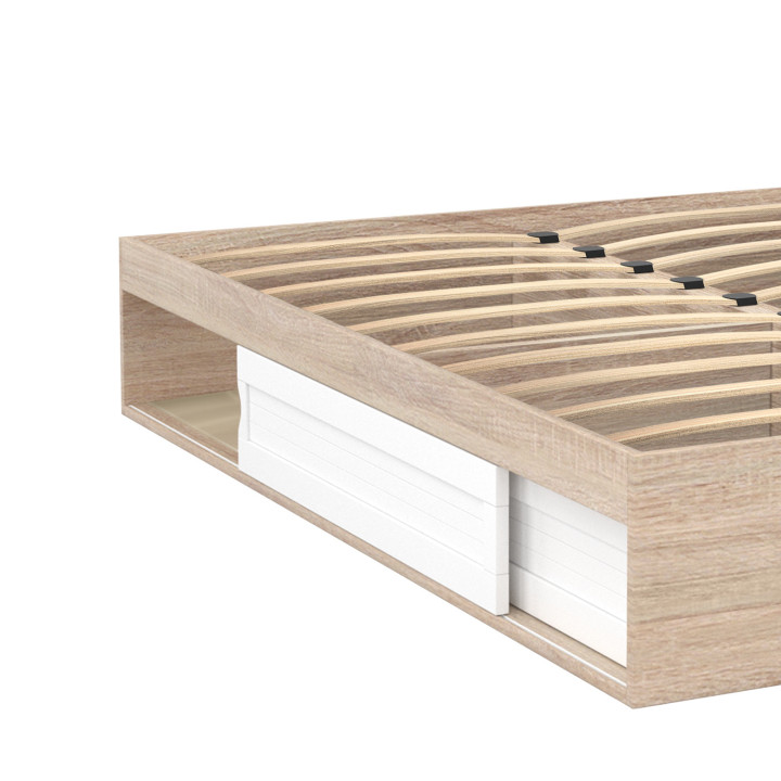 Struttura letto in legno e bianco 160x200 cm con contenitore e base - SALEM | ID Market