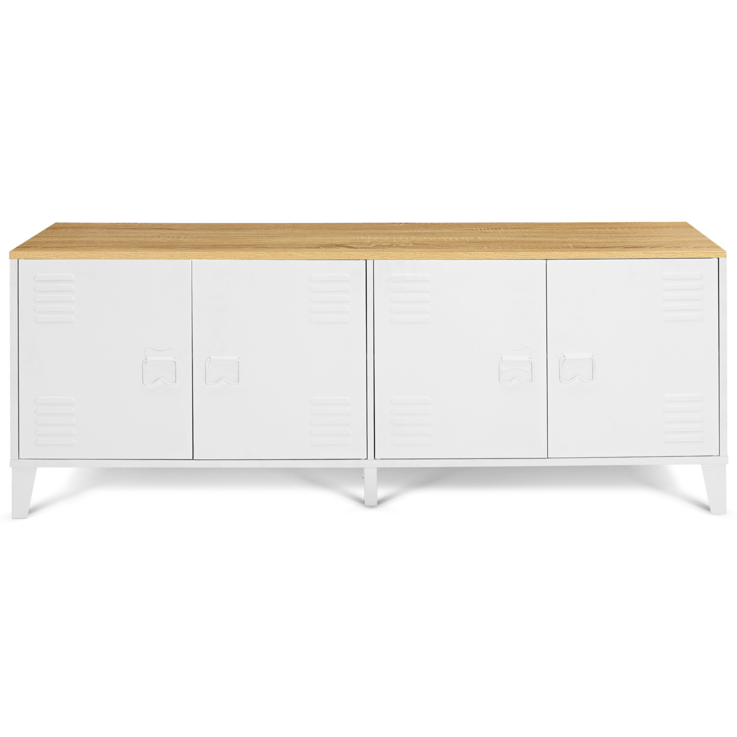 Henn&Hart Credenza Buffet Con Scanalature 173 Cm - Legno Moderno, 4 Ante, Ripiani Regolabili, Passacavi - Per Cucina, Salotto, Ingresso