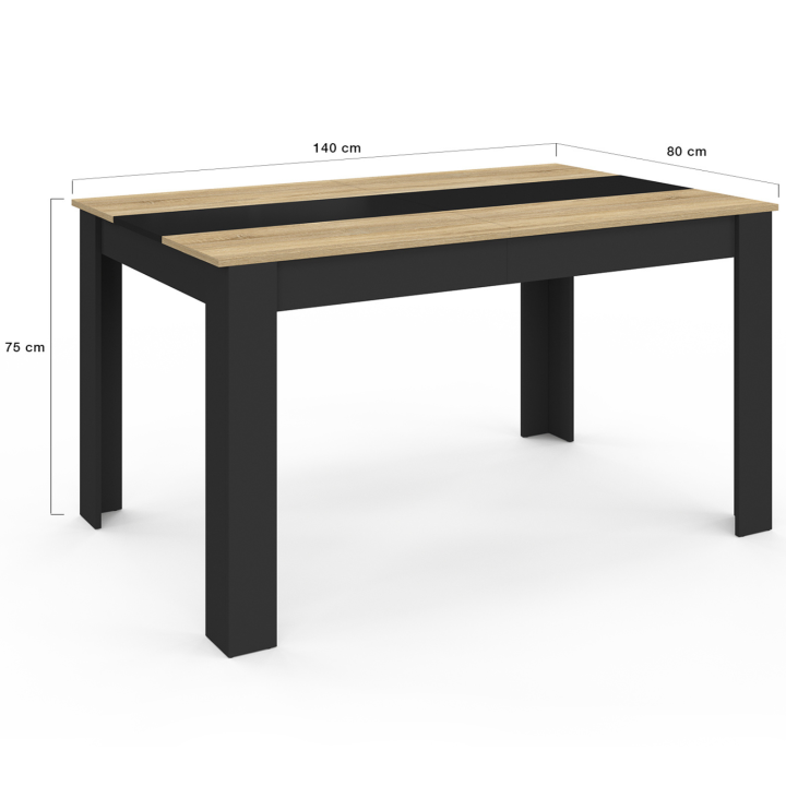 Tavolo da pranzo per 6 persone in finto faggio e nero - GEORGIA | ID Market