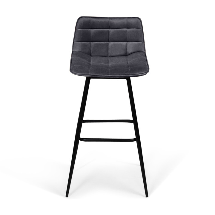 Sgabelli da bar in velluto grigio con gambe in metallo x4 - MADY | ID Market