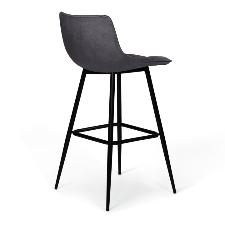 Sgabelli da bar in velluto grigio con gambe in metallo x4 - MADY | ID Market