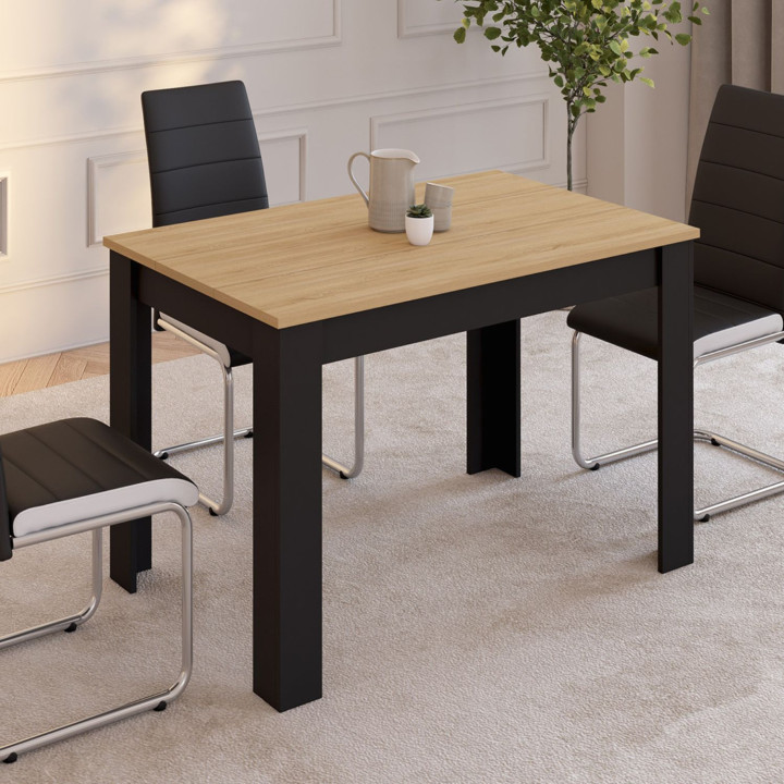 Tavolo da pranzo nero e legno per 4 persone 110 cm - ROZY | ID Market