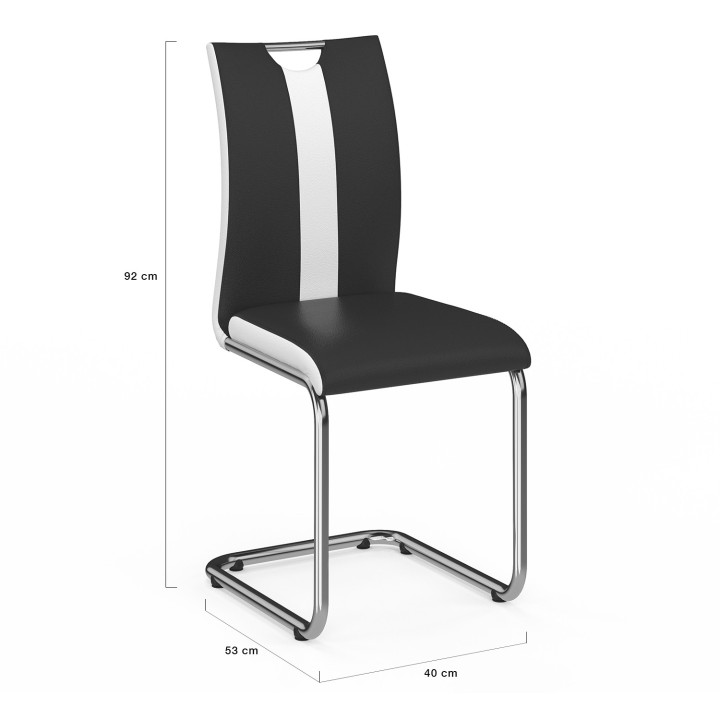 Sedie da pranzo bianche e nere con gambe in metallo - PIA | ID Market