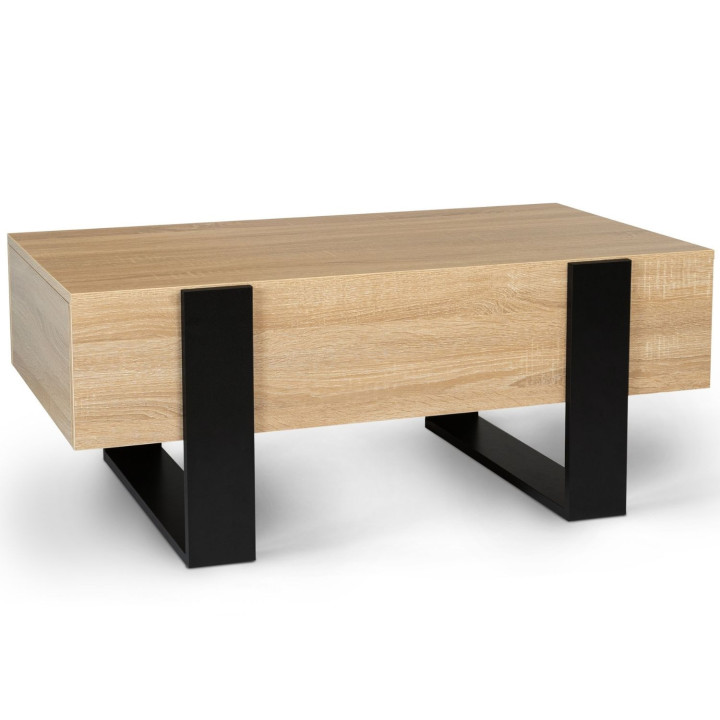 Tavolino in finto legno di faggio e nero | ID Market