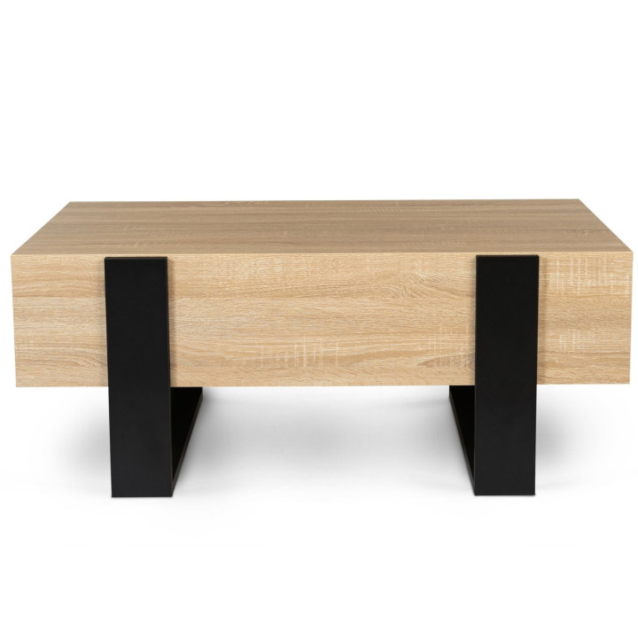 Tavolino in finto legno di faggio e nero | ID Market