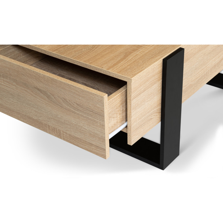 Tavolino in finto legno di faggio e nero | ID Market