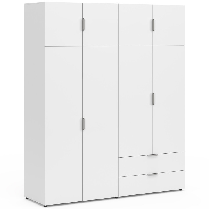 Armadio bianco a 4 ante da 160 cm con 2 pensili e 2 cassetti