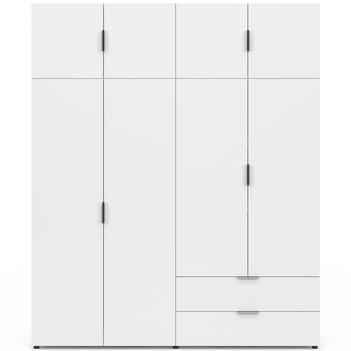 Armadio bianco a 4 ante da 160 cm con 2 pensili e 2 cassetti