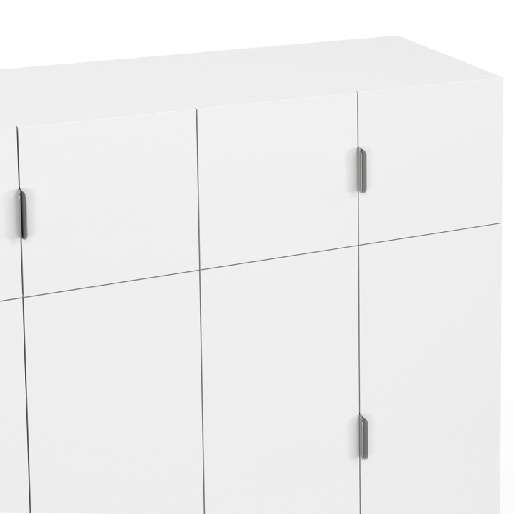 Armadio bianco a 4 ante da 160 cm con 2 pensili e 2 cassetti