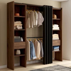 Armadio doppio espandibile 120/180 x 50 x 180 cm in noce con ripiani + armadio doppio - MERYL | IdMarket