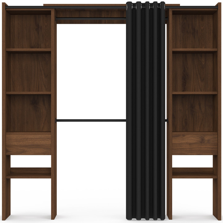 Armadio doppio espandibile 120/180 x 50 x 180 cm in noce con ripiani + armadio doppio - MERYL | IdMarket