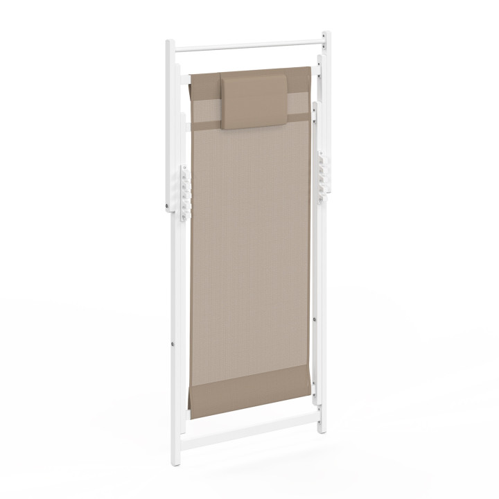 Set di 2 chiliennes in metallo bianco con tessuto textilene beige - LOTA | IdMarket