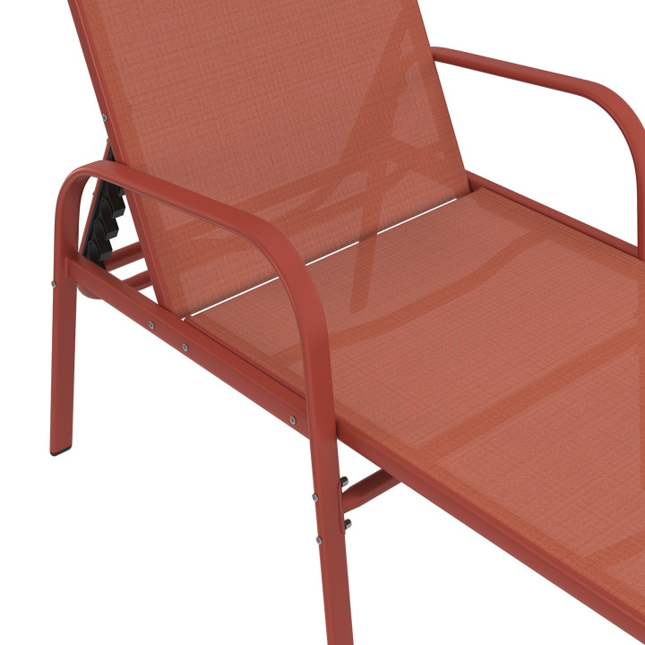 Set di 2 lettini da giardino reclinabili in acciaio e tessuto in terracotta - FIDJI | IdMarket