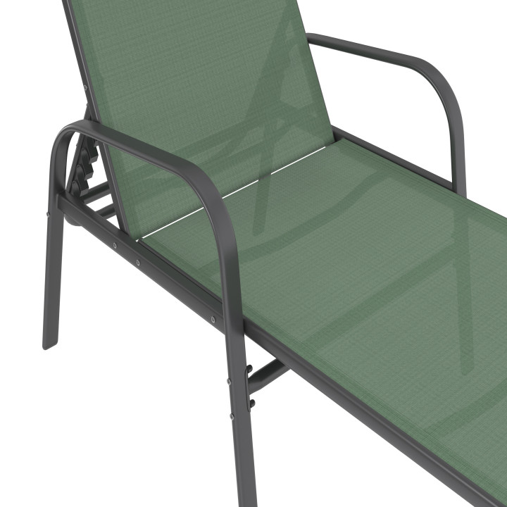 Set di 2 lettini da giardino reclinabili in acciaio e tessuto verde oliva - FIDJI | IdMarket