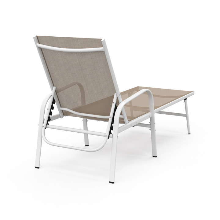 Set di 2 lettini da giardino reclinabili in acciaio bianco e tessuto beige - FIDJI | IdMarket