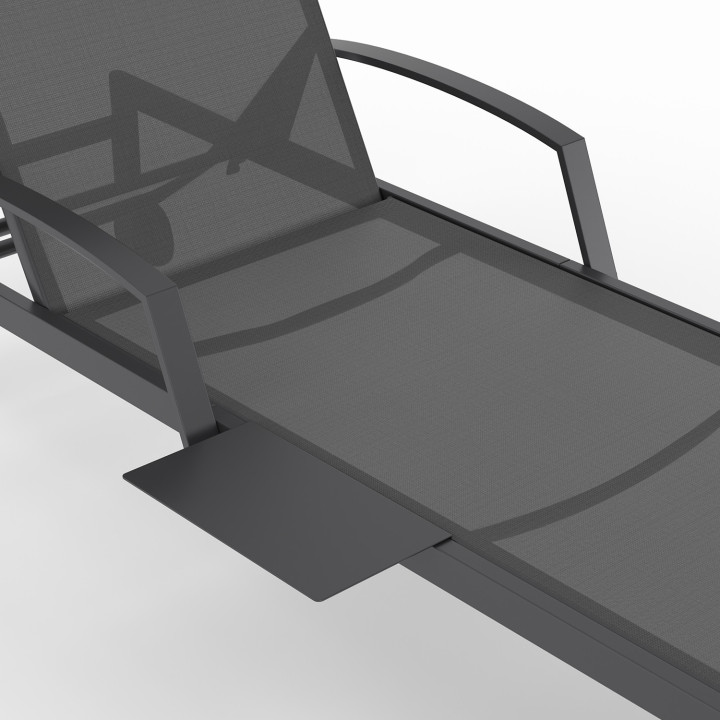 Set di 2 lettini da giardino reclinabili con ripiani in acciaio grigio e tessuto grigio - JAVA | IdMarket