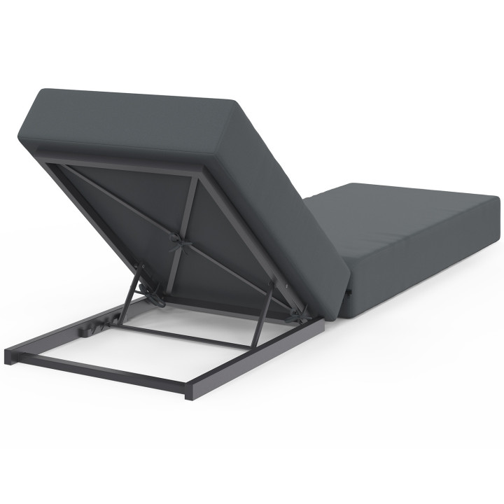 Lettino da piscina, comodo lettino con schienale in metallo reclinabile in 4 posizioni e materasso grigio | IdMarket