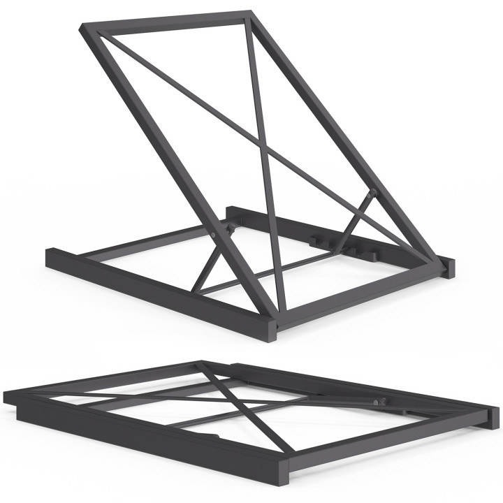 Lettino da piscina, comodo lettino con schienale in metallo reclinabile in 4 posizioni e materasso grigio | IdMarket