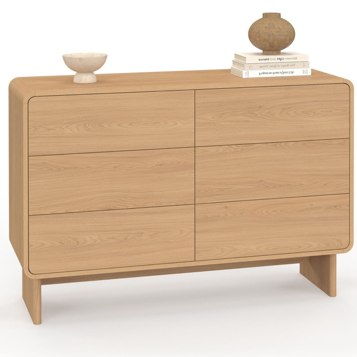 Cassettone a 6 cassetti, 110 cm, design faggio arrotondato - CAPUCINE | IdMarket
