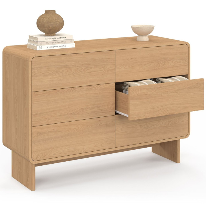Cassettone a 6 cassetti, 110 cm, design faggio arrotondato - CAPUCINE | IdMarket