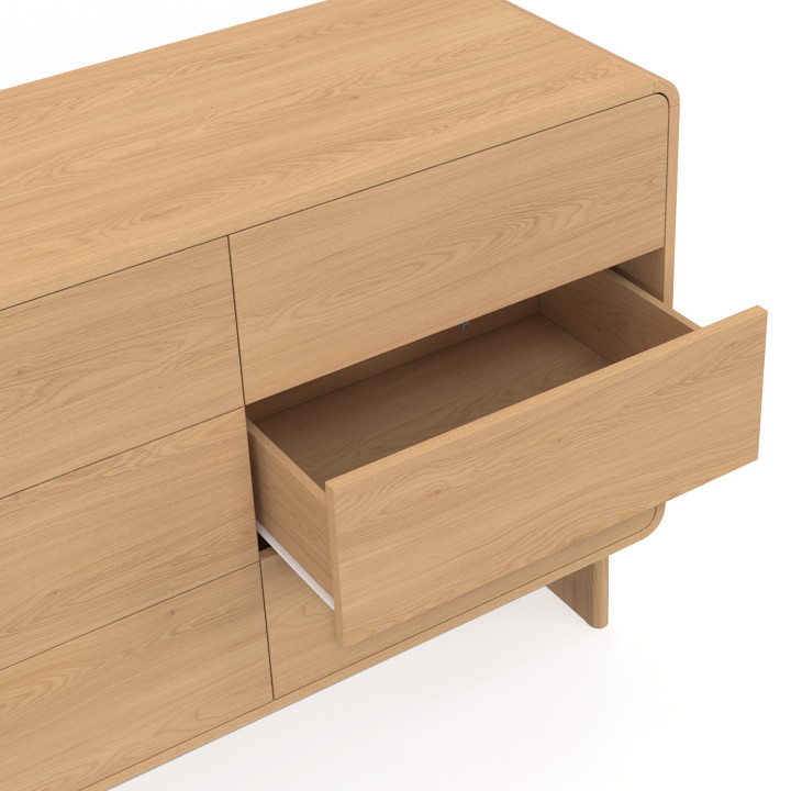 Cassettone a 6 cassetti, 110 cm, design faggio arrotondato - CAPUCINE | IdMarket
