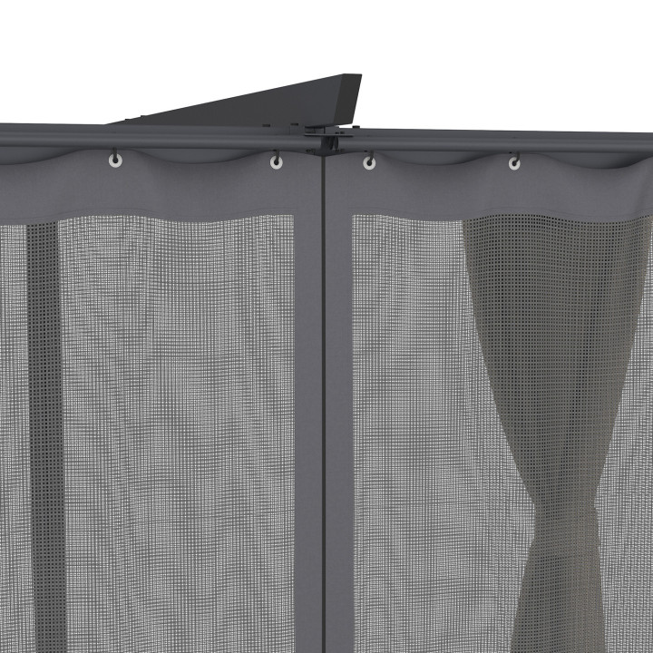 Pergola edizione completa tetto retrattile zanzariera 3x4 M e 4 tende taupe | IdMarket