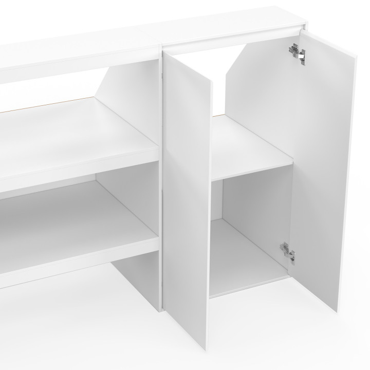 Scaffale a 2 livelli + armadio inclinato bianco a 2 ante - TOMI | IdMarket