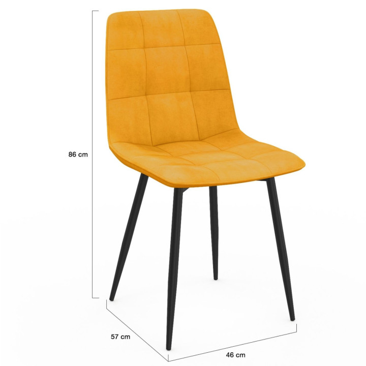 Set di 8 sedie in velluto misto blu x3, rosa x3, giallo ocra x2 - MILA | IdMarket
