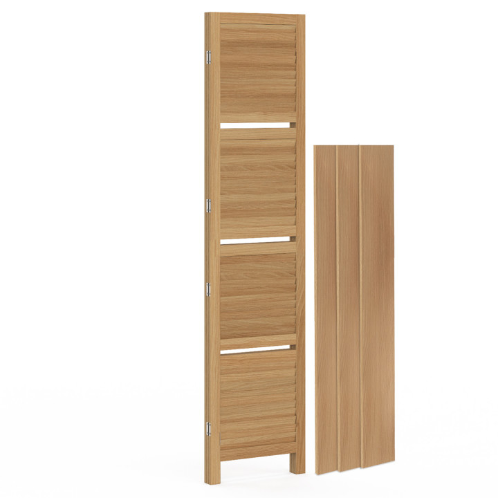 Paravento interno a 3 pannelli con 3 ripiani in legno | IdMarket