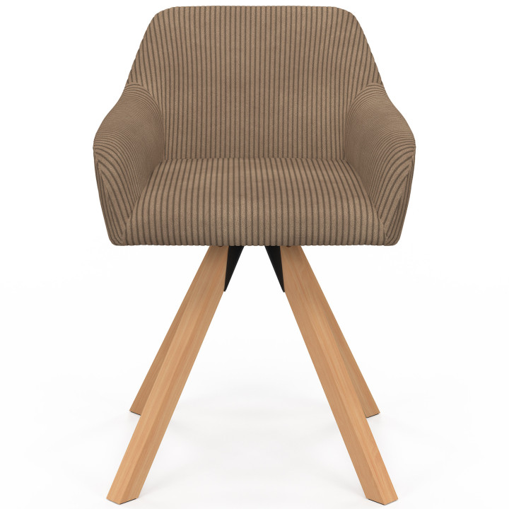 Set di 2 sedie da pranzo in velluto a coste color tortora - JANY | IdMarket