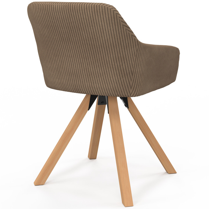 Set di 2 sedie da pranzo in velluto a coste color tortora - JANY | IdMarket